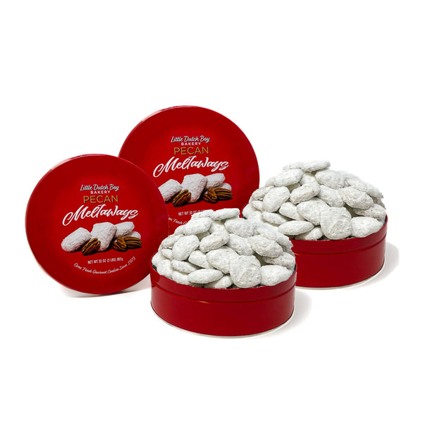 2 Pecan Meltaway Gourmet Cookie Tins, 4lbs